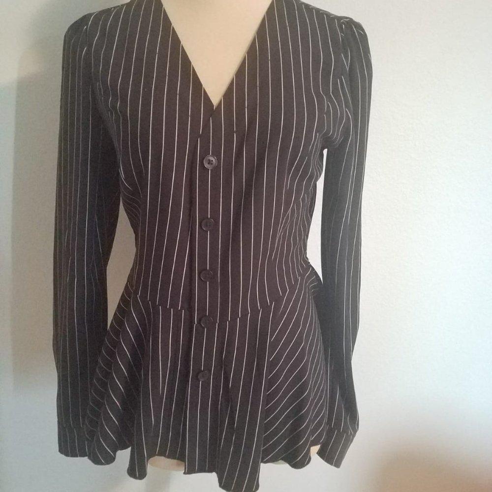 Ann taylor Navy Stripe Button down
